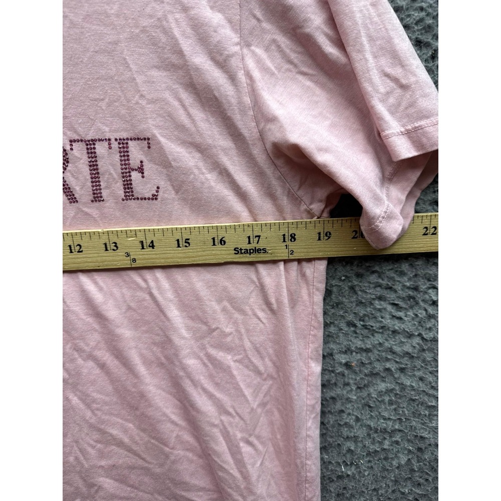 Rodarte J'aime Rodarte Logo Rhinestone Short Sleeve T-Shirt Pink Womens Size XL - Picture 10 of 12